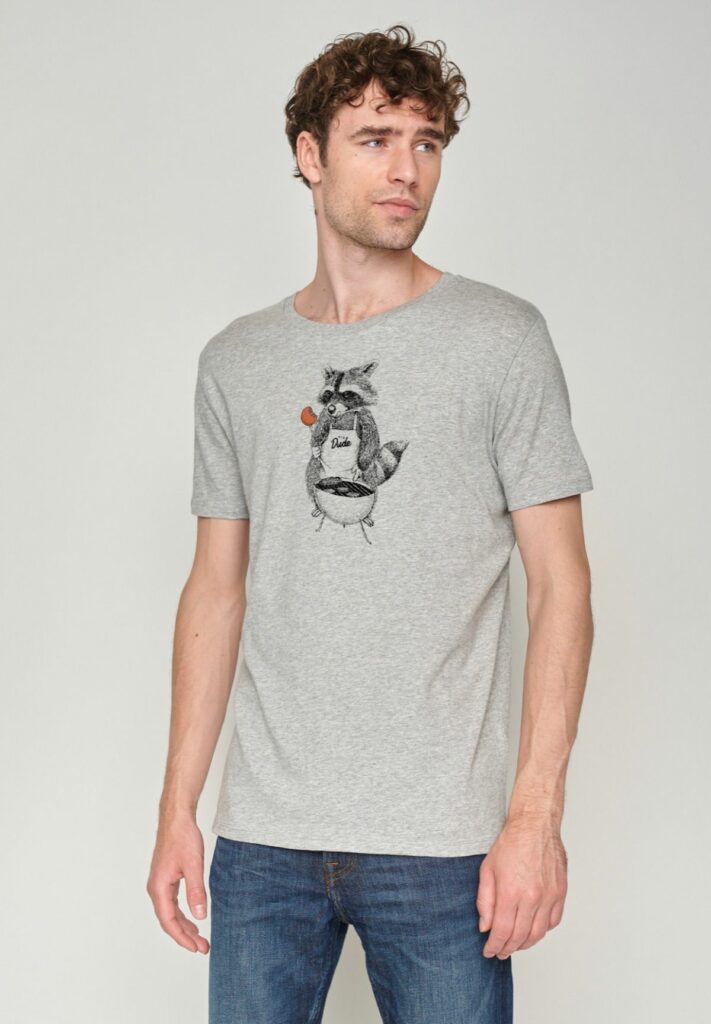 Greenbomb tričko raccoon bbq šedé