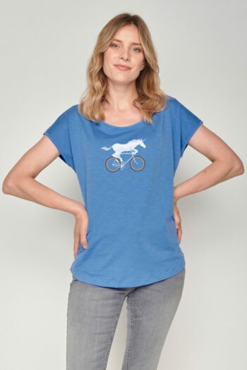 Greenbomb tričko bike unicorn mermaid blue