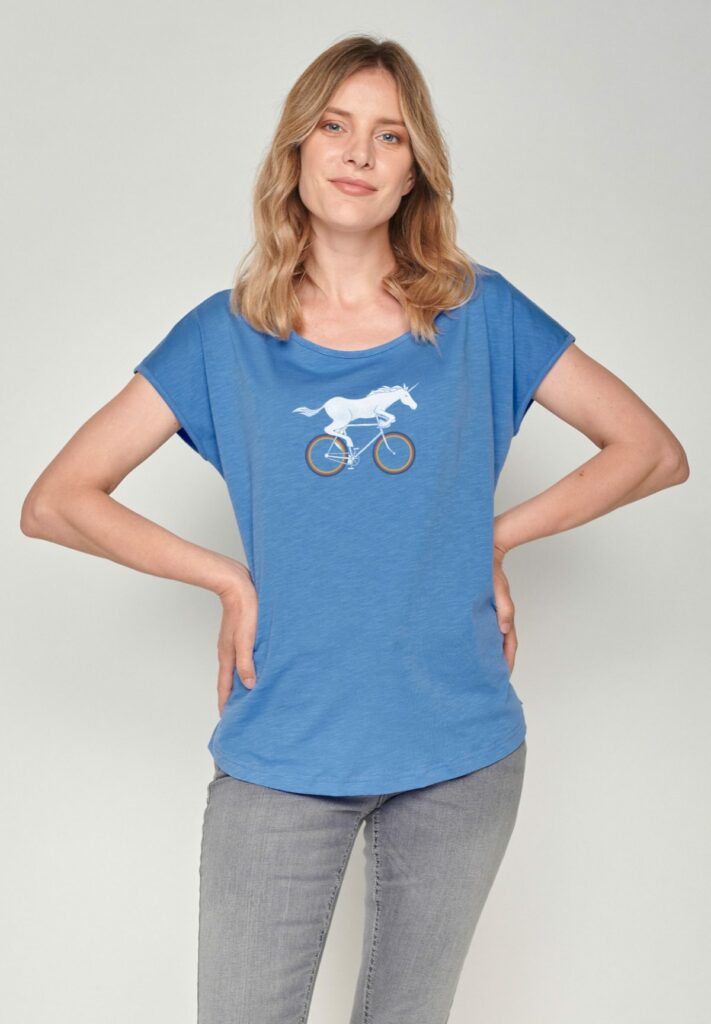 Greenbomb tričko bike unicorn mermaid blue