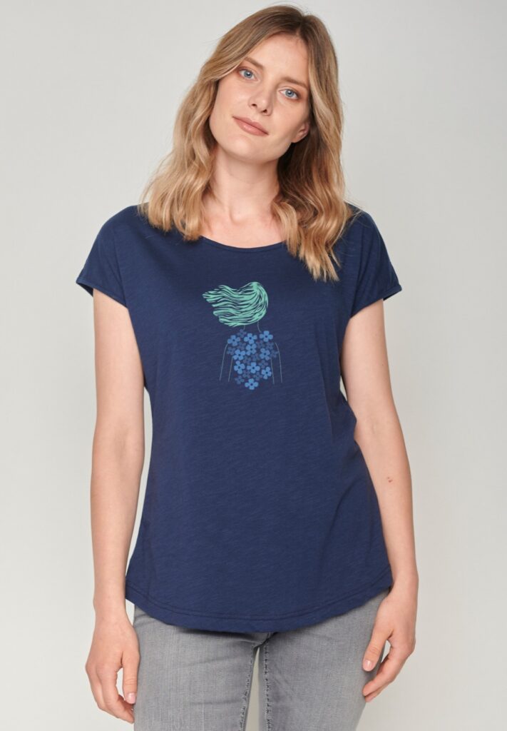 Greenbomb tričko woman flowers modré