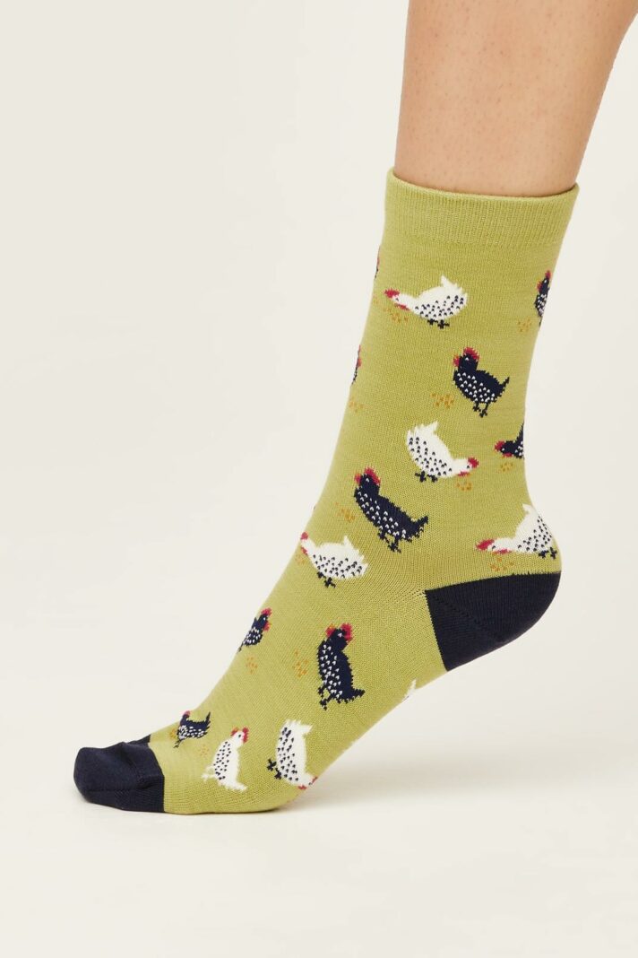 Thought dámské bambusové ponožy cute chicken pea green