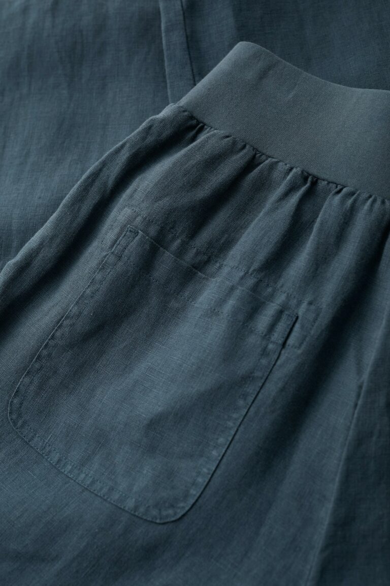 Seasalt Cornwall lněné crop kalhoty lunar deep teel