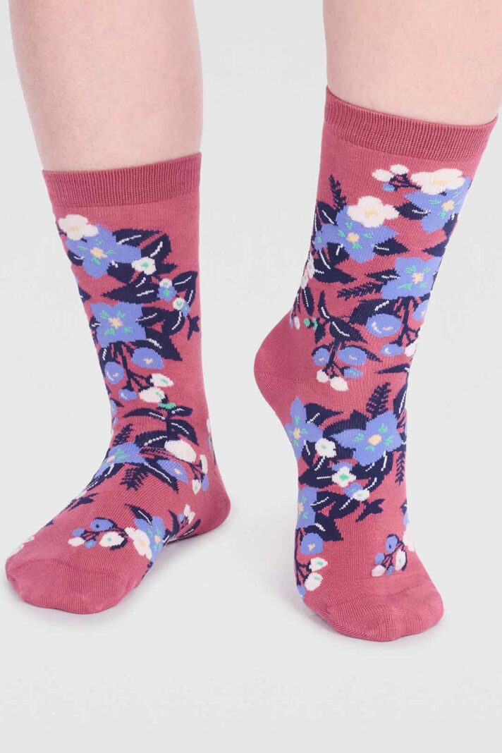 Thought dámské bambusové ponožky aria floral rose pink