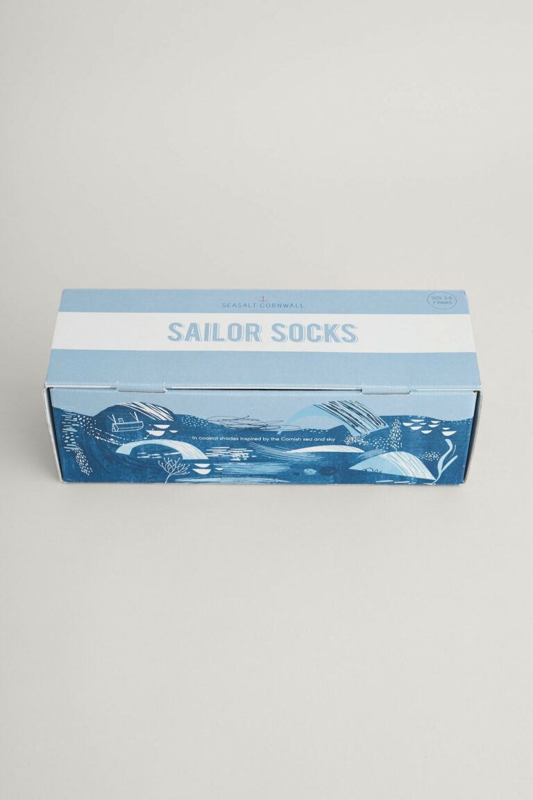 Seasalt Cornwall dárkové balení dámských ponožek blueprint box cliff mist