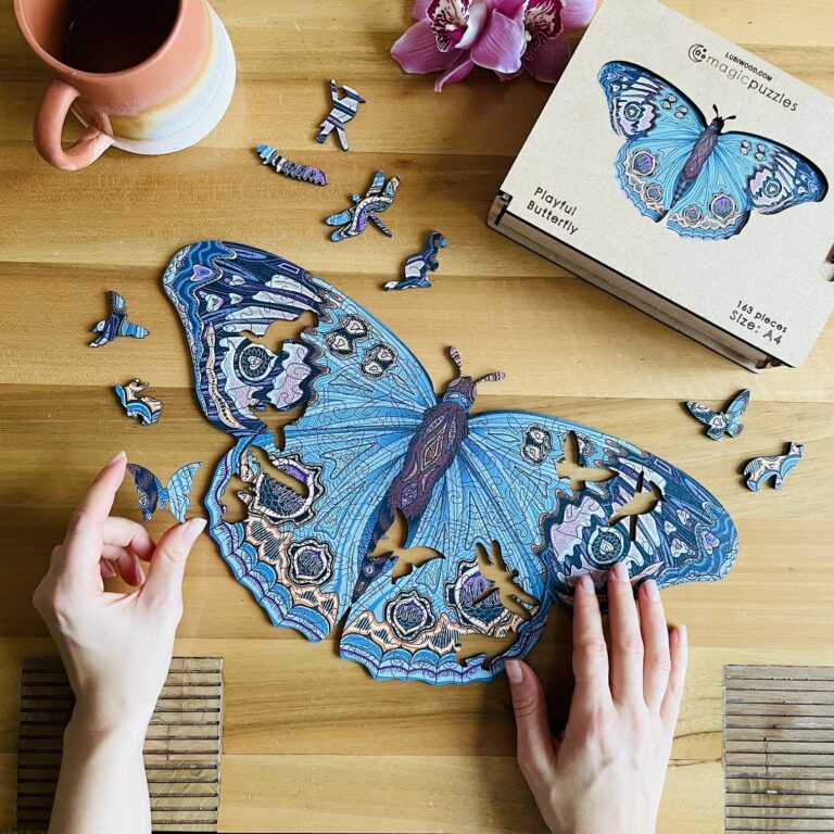 Lubiwood dřevěné puzzle playful butterfly box