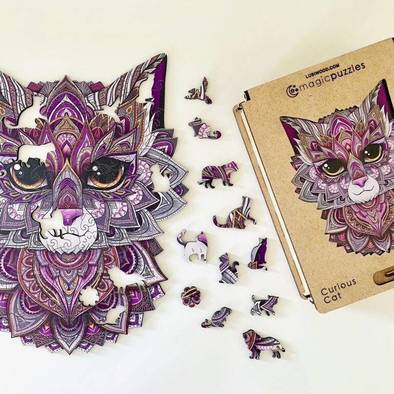 Lubiwood dřevěné puzzle curious cat box