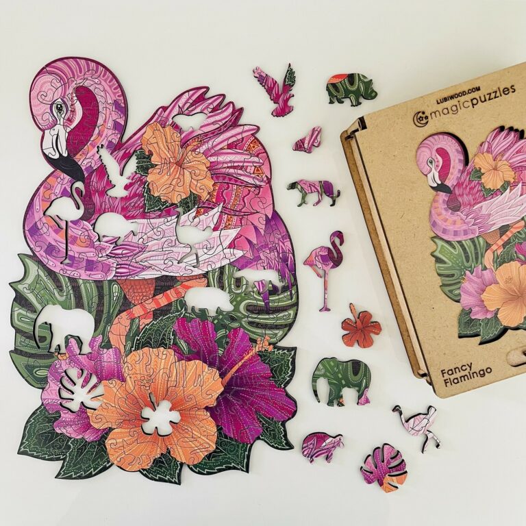 Lubiwood dřevěné puzzle fancy flamingo box