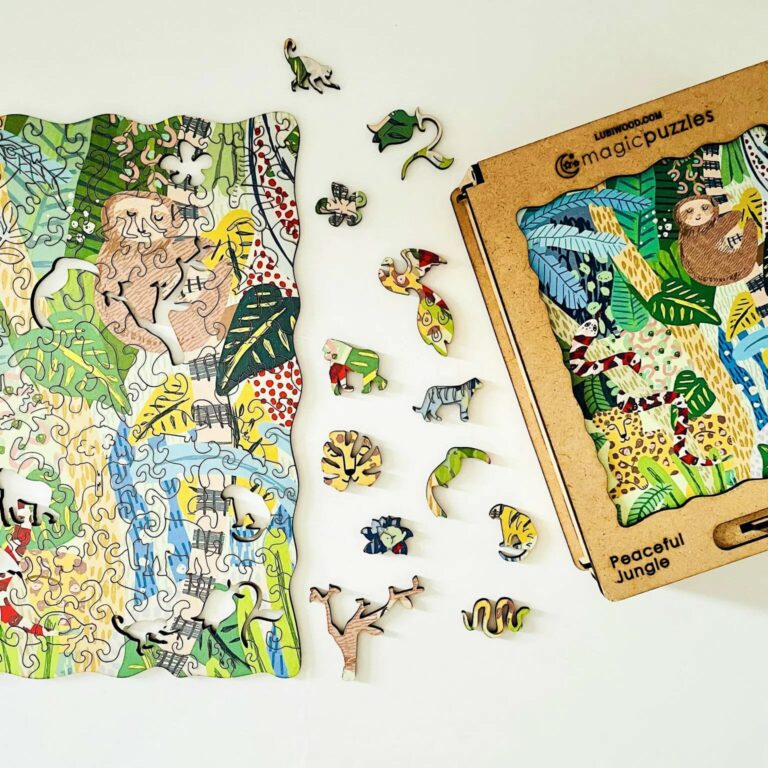 Lubiwood dřevěné puzzle peaceful jungle box