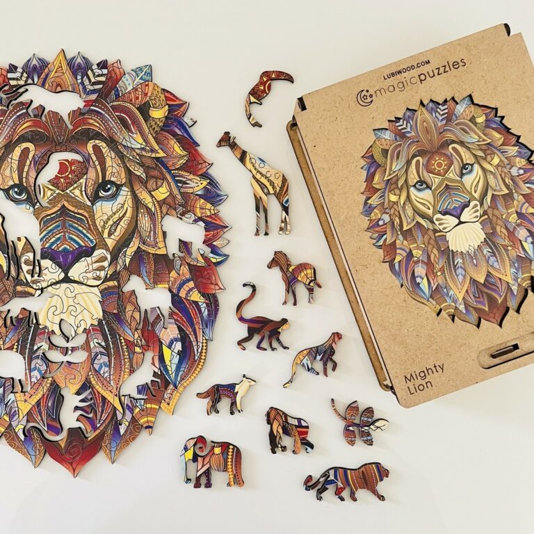 Lubiwood dřevěné puzzle mighty lion box