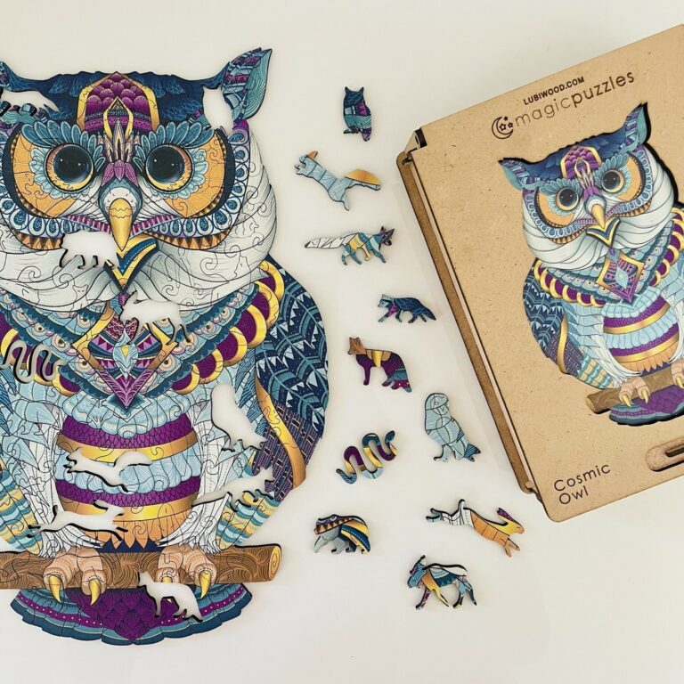 Lubiwood dřevěné puzzle cosmic owl box