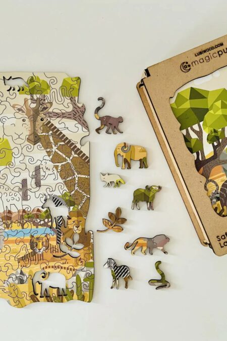 Lubiwood dřevěné puzzle safari lake box