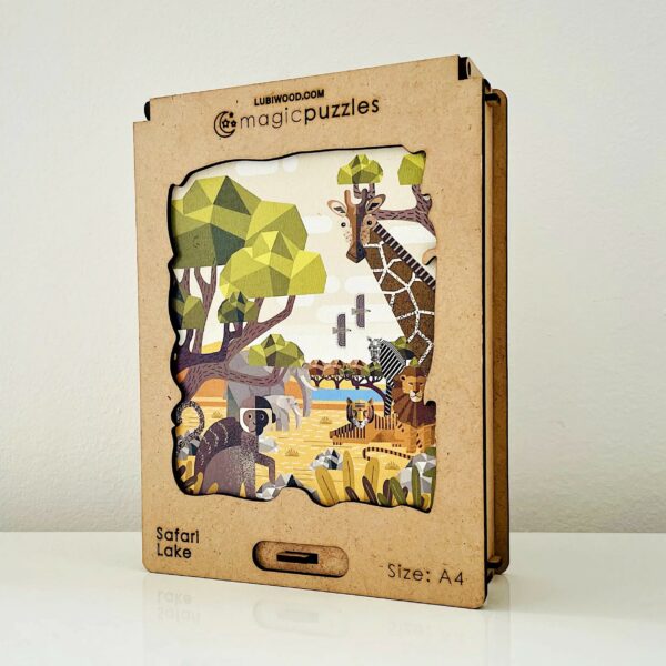 Lubiwood dřevěné puzzle safari lake box