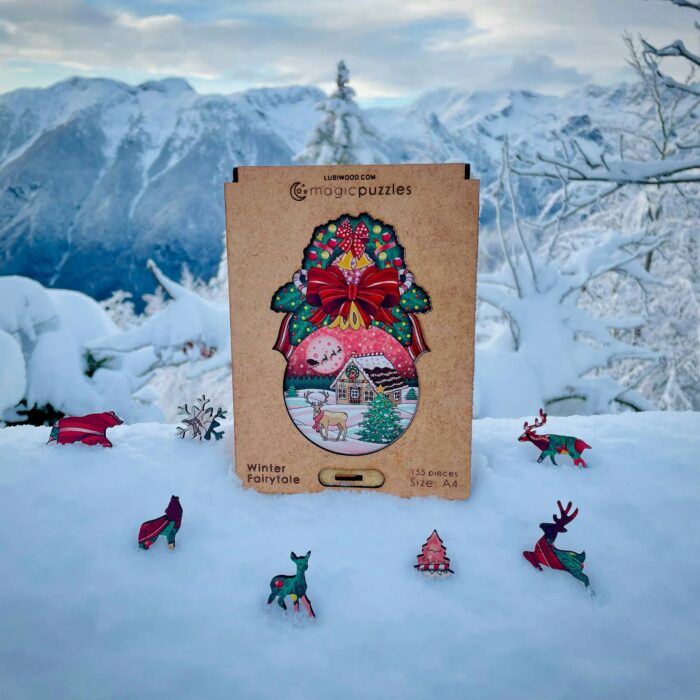 Lubiwood dřevěné puzzle winter fairytale box