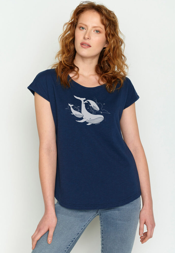 Greenbomb tričko flying whale modré