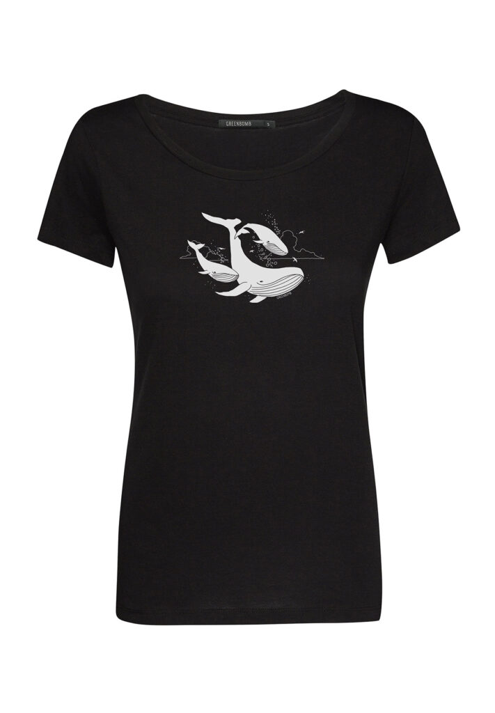Greenbomb tričko flying whale černé