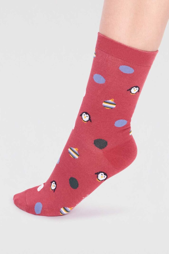 Thought dámské bambusové ponožky neva penguin red