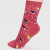 Thought dámské ponožky amarylli skiing cat red
