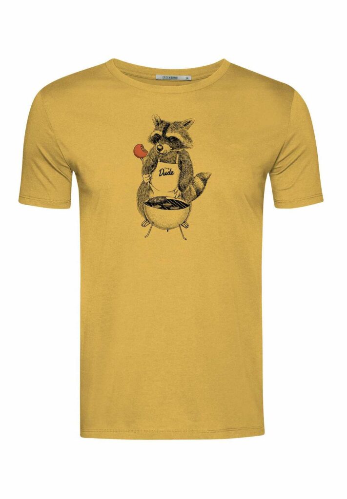 Greenbomb tričko raccoon bbq ochre