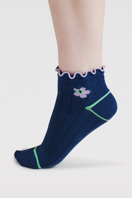 Thought kotníkové ponožky floral frill blue