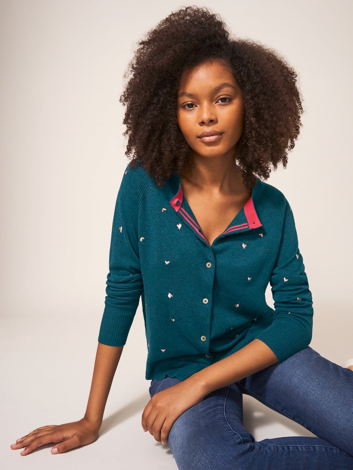 Kardigan Lulu Teal Embroid